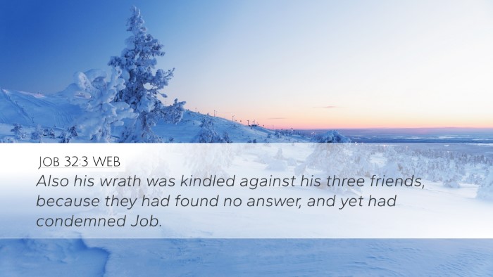 Job 32:3 WEB Desktop Wallpaper - Also his wrath was kindled against his three - Desktop Bible Verse Wallpaper