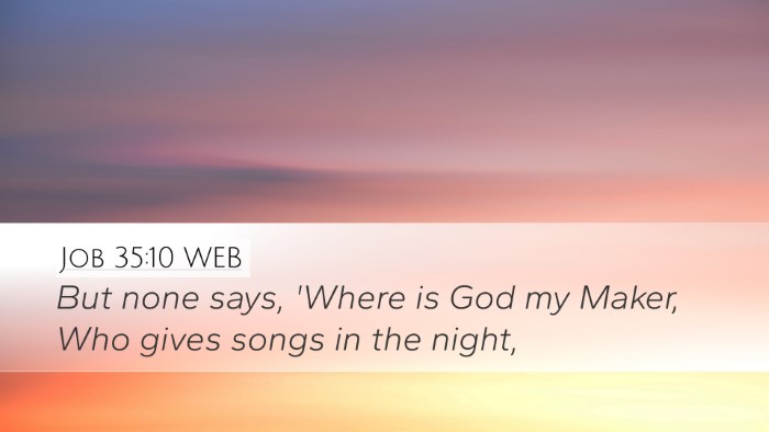 Job 35:10 WEB Bible Verse Image