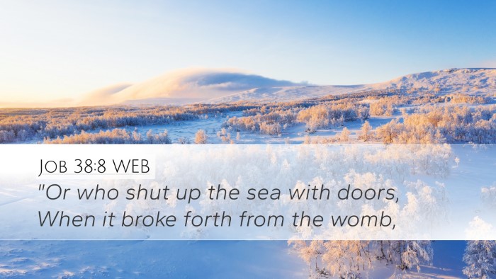 Job 38:8 WEB Bible Verse Image