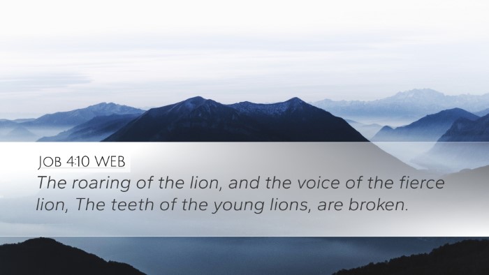 Job 4:10 WEB Bible Verse Image