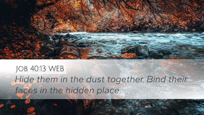 Job 40:13 WEB Desktop Wallpaper - Hide them in the dust together. Bind their faces - Desktop Bible Verse Wallpaper