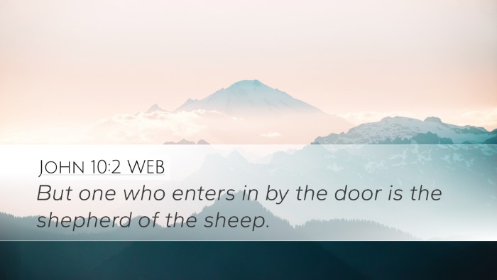 John 10:2 WEB Desktop Wallpaper - But one who enters in by the door is the shepherd - Desktop Bible Verse Wallpaper