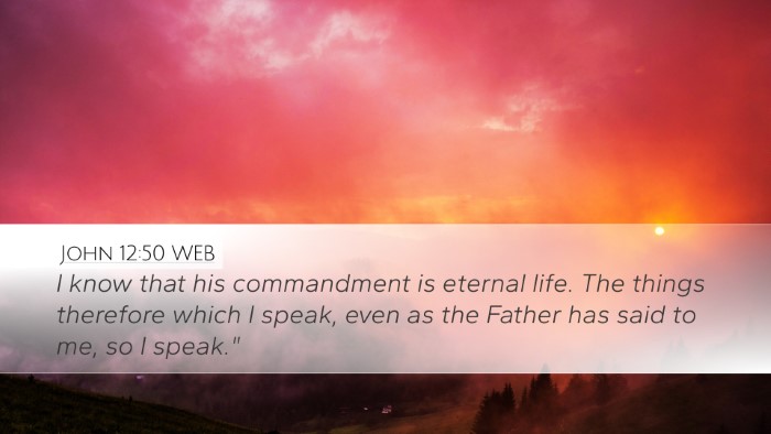 John 12:50 WEB Bible Verse Image