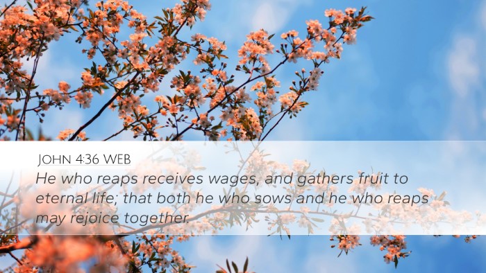 John 4:36 WEB Bible Verse Image