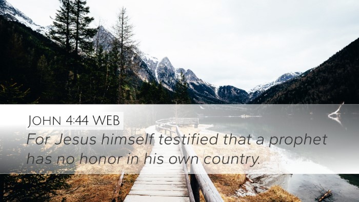 John 4:44 WEB Desktop Wallpaper - For Jesus himself testified that a prophet has no - Desktop Bible Verse Wallpaper