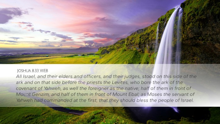 Joshua 8:33 WEB Desktop Wallpaper - All Israel, and their elders and officers, and - Desktop Bible Verse Wallpaper