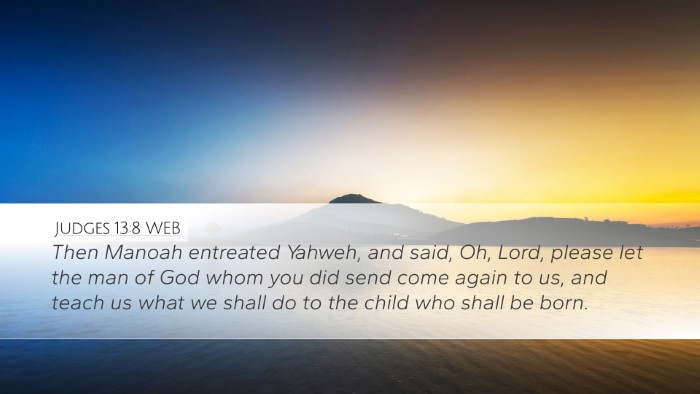 Judges 13:8 WEB Bible Verse Image
