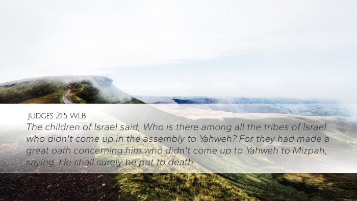 Judges 21:5 WEB Bible Verse Image