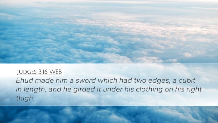 Judges 3:16 WEB Desktop Wallpaper - Ehud made him a sword which had two edges, a - Desktop Bible Verse Wallpaper