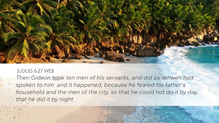 Judges 6:27 WEB Bible Verse Image