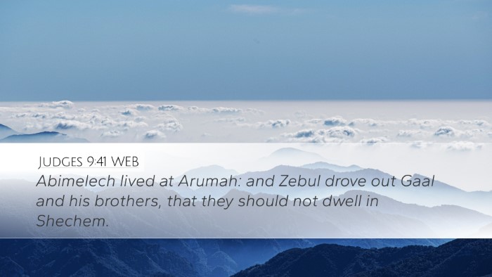 Judges 9:41 WEB Desktop Wallpaper - Abimelech lived at Arumah: and Zebul drove out - Desktop Bible Verse Wallpaper