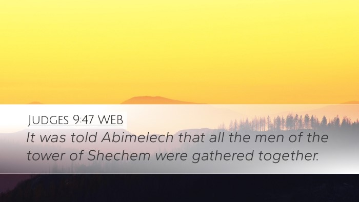 Judges 9:47 WEB Desktop Wallpaper - It was told Abimelech that all the men of the - Desktop Bible Verse Wallpaper