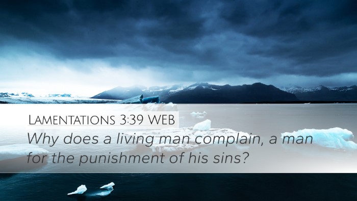 Lamentations 3:39 WEB Bible Verse Image