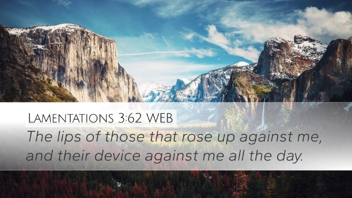 Lamentations 3:62 WEB Desktop Wallpaper - The lips of those that rose up against me, and - Desktop Bible Verse Wallpaper