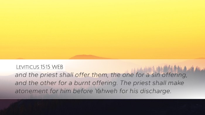 Leviticus 15:15 WEB Desktop Wallpaper - and the priest shall offer them, the one for a - Desktop Bible Verse Wallpaper