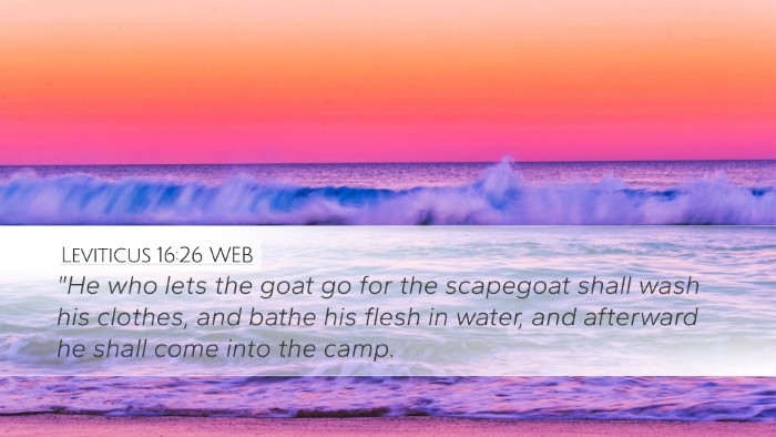 Leviticus 16:26 WEB Bible Verse Image