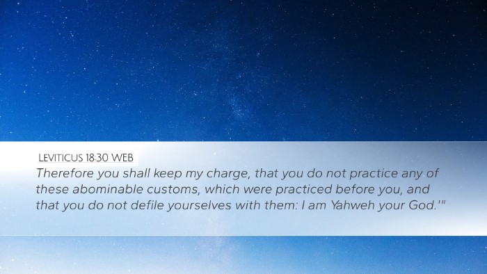 Leviticus 18:30 WEB Bible Verse Image
