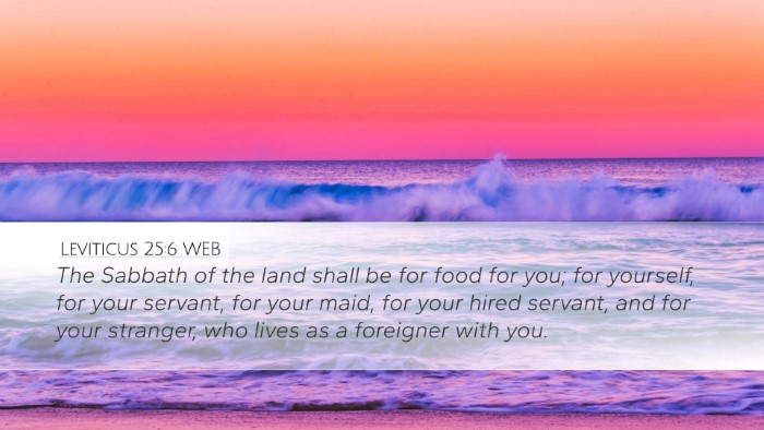 Leviticus 25:6 WEB Desktop Wallpaper - The Sabbath of the land shall be for food for - Desktop Bible Verse Wallpaper