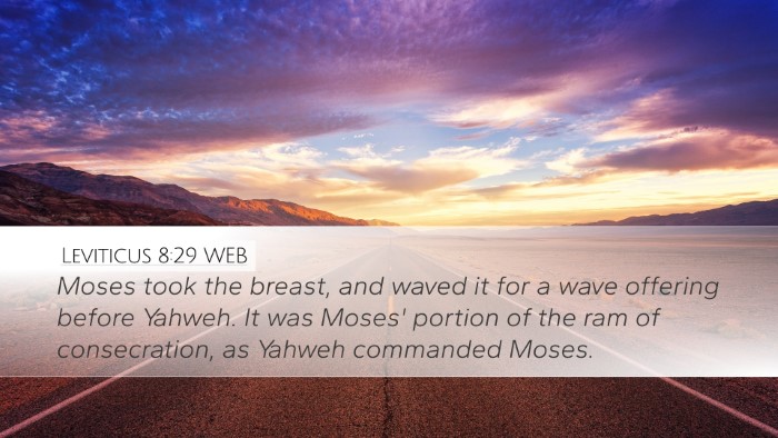 Leviticus 8:29 WEB Desktop Wallpaper - Moses took the breast, and waved it for a wave - Desktop Bible Verse Wallpaper