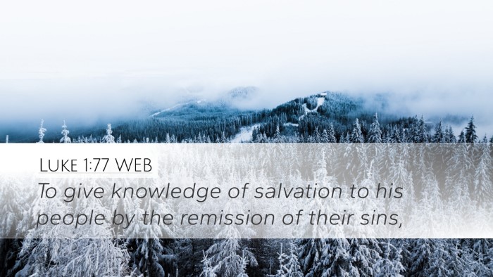 Luke 1:77 WEB Desktop Wallpaper - To give knowledge of salvation to his people by - Desktop Bible Verse Wallpaper