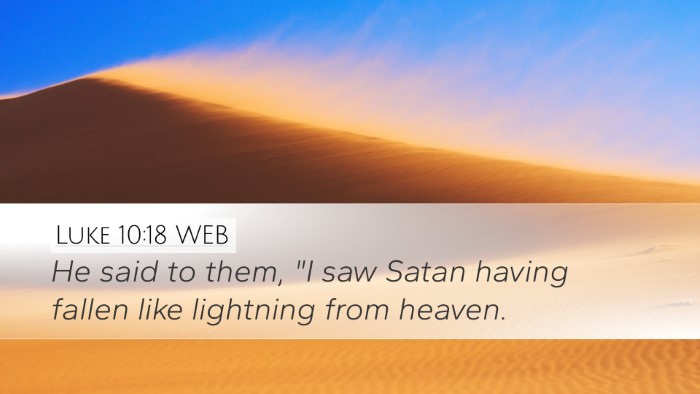 Luke 10:18 WEB Bible Verse Image