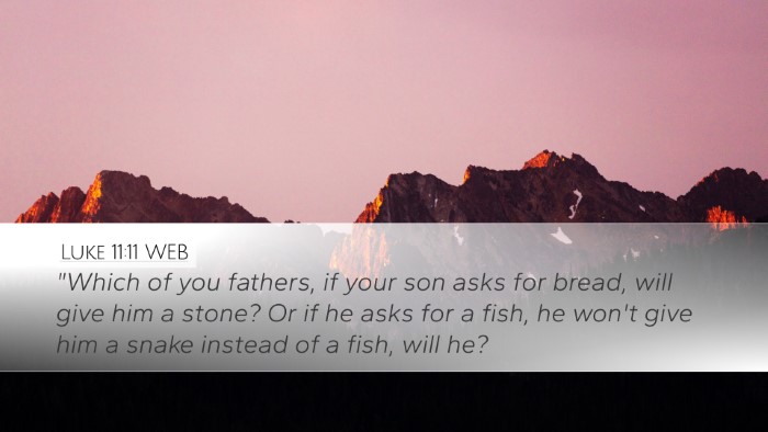 Luke 11:11 WEB Bible Verse Image