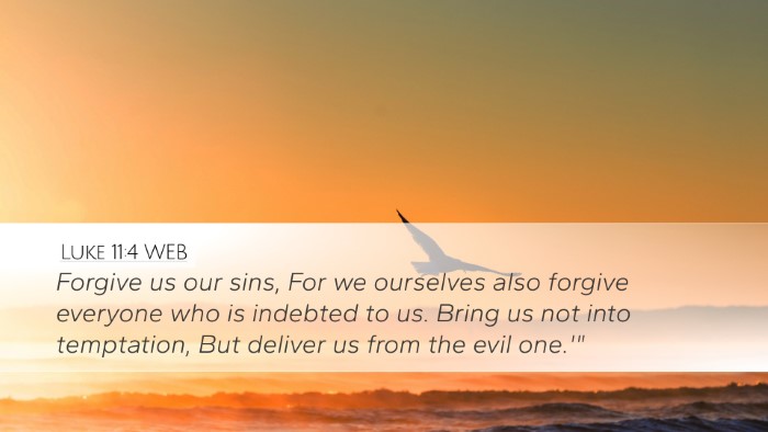 Luke 11:4 WEB Bible Verse Image