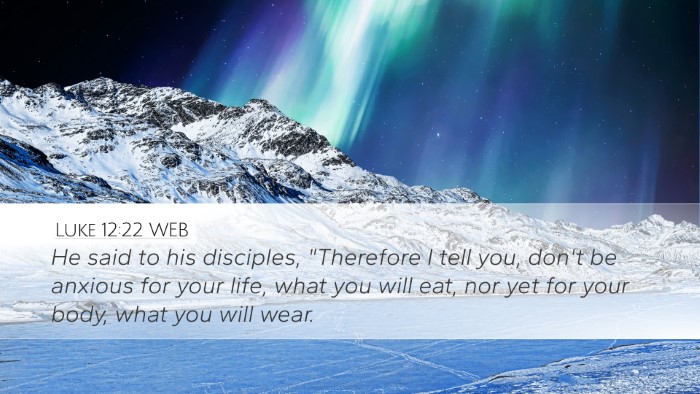 Luke 12:22 WEB Bible Verse Image