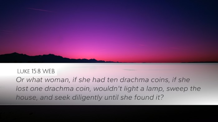 Luke 15:8 WEB Desktop Wallpaper - Or what woman, if she had ten drachma coins, if - Desktop Bible Verse Wallpaper