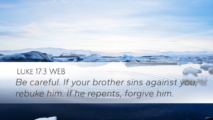 Luke 17:3 WEB Desktop Wallpaper - Be careful. If your brother sins against you, - Desktop Bible Verse Wallpaper