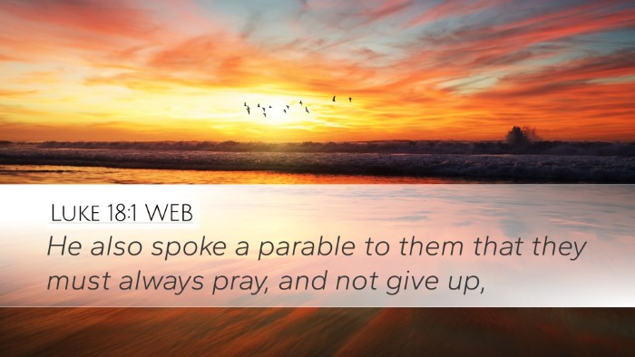 Luke 18:1 WEB Desktop Wallpaper - He also spoke a parable to them that they must - Desktop Bible Verse Wallpaper