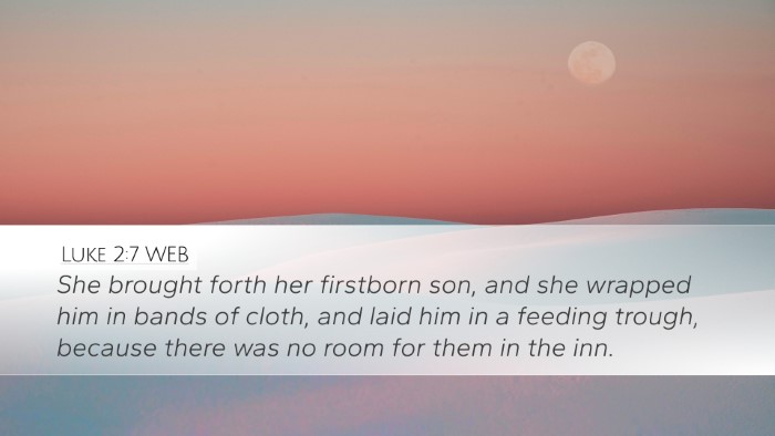 Luke 2:7 WEB Bible Verse Image