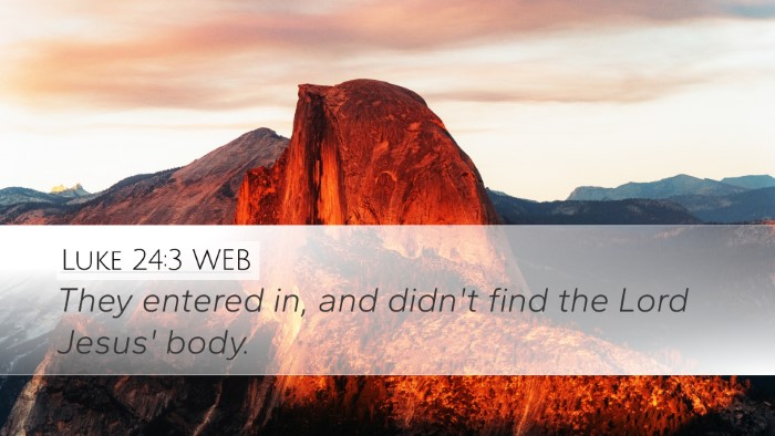 Luke 24:3 WEB Desktop Wallpaper - They entered in, and didn't find the Lord Jesus' - Desktop Bible Verse Wallpaper