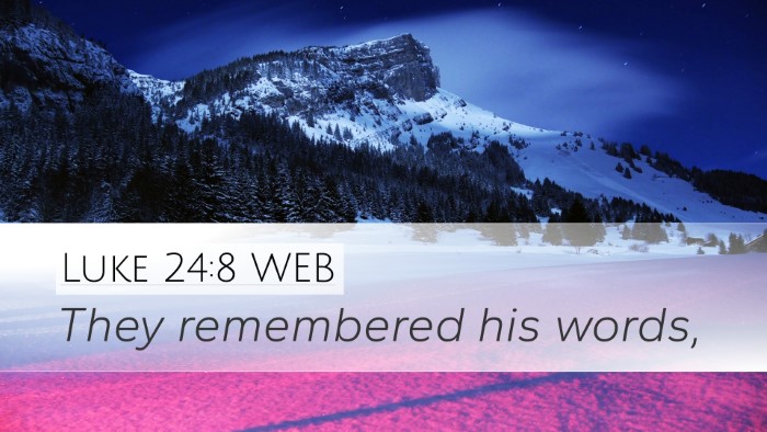 Luke 24:8 WEB Desktop Wallpaper - They remembered his - Desktop Bible Verse Wallpaper
