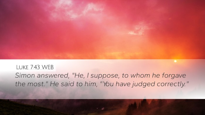 Luke 7:43 WEB Bible Verse Image