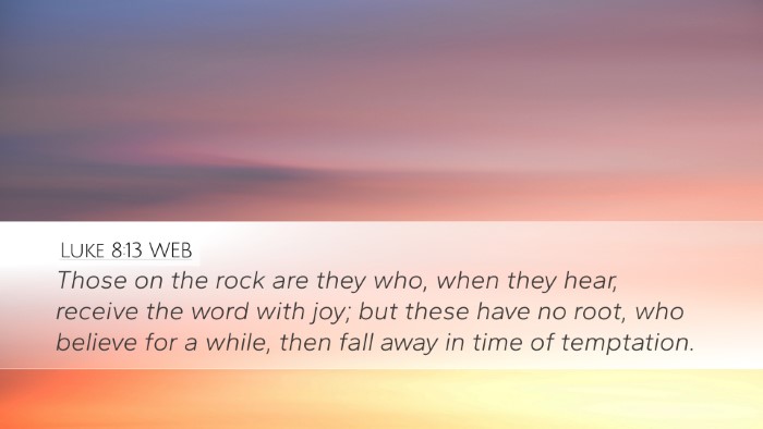 Luke 8:13 WEB Bible Verse Image