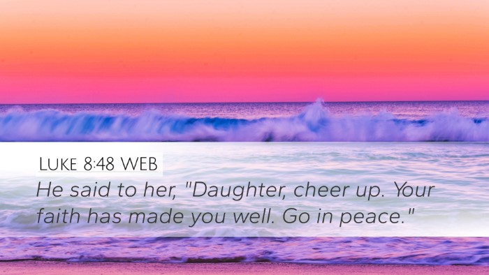 Luke 8:48 WEB Bible Verse Image