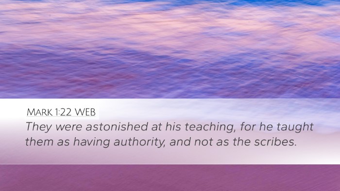 Mark 1:22 WEB Bible Verse Image