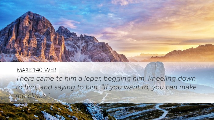 Mark 1:40 WEB Bible Verse Image