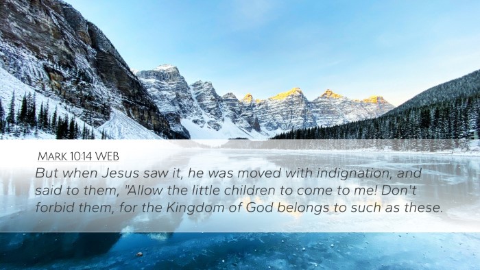 Mark 10:14 WEB Bible Verse Image