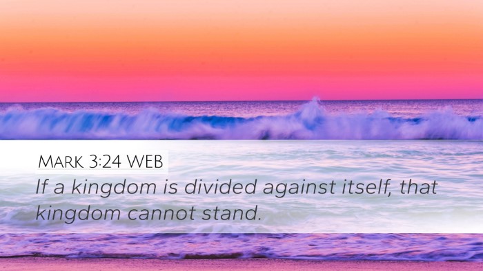 Mark 3:24 WEB Desktop Wallpaper - If a kingdom is divided against itself, that - Desktop Bible Verse Wallpaper