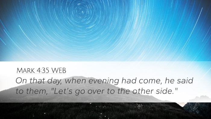 Mark 4:35 WEB Bible Verse Image
