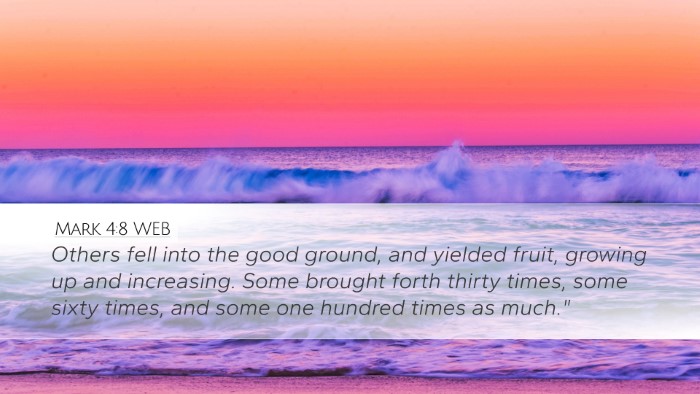 Mark 4:8 WEB Bible Verse Image