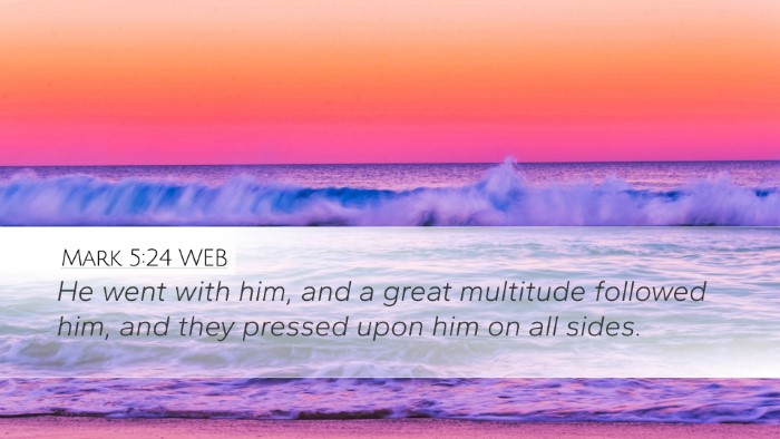 Mark 5:24 WEB Bible Verse Image
