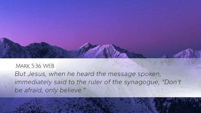 Mark 5:36 WEB Bible Verse Image