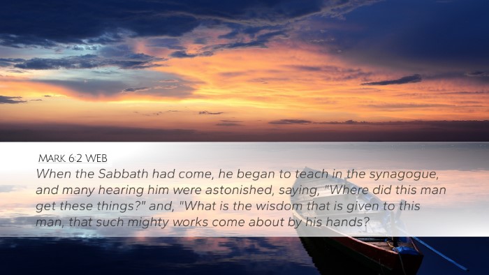 Mark 6:2 WEB Bible Verse Image