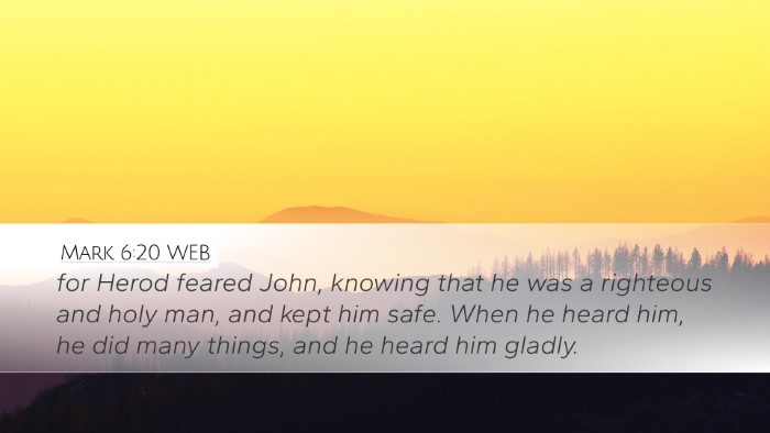 Mark 6:20 WEB Bible Verse Image