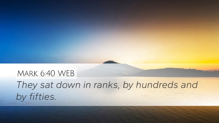 Mark 6:40 WEB Desktop Wallpaper - They sat down in ranks, by hundreds and by - Desktop Bible Verse Wallpaper