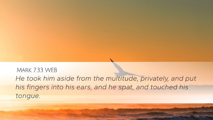 Mark 7:33 WEB Bible Verse Image