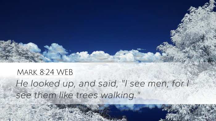 Mark 8:24 WEB Bible Verse Image